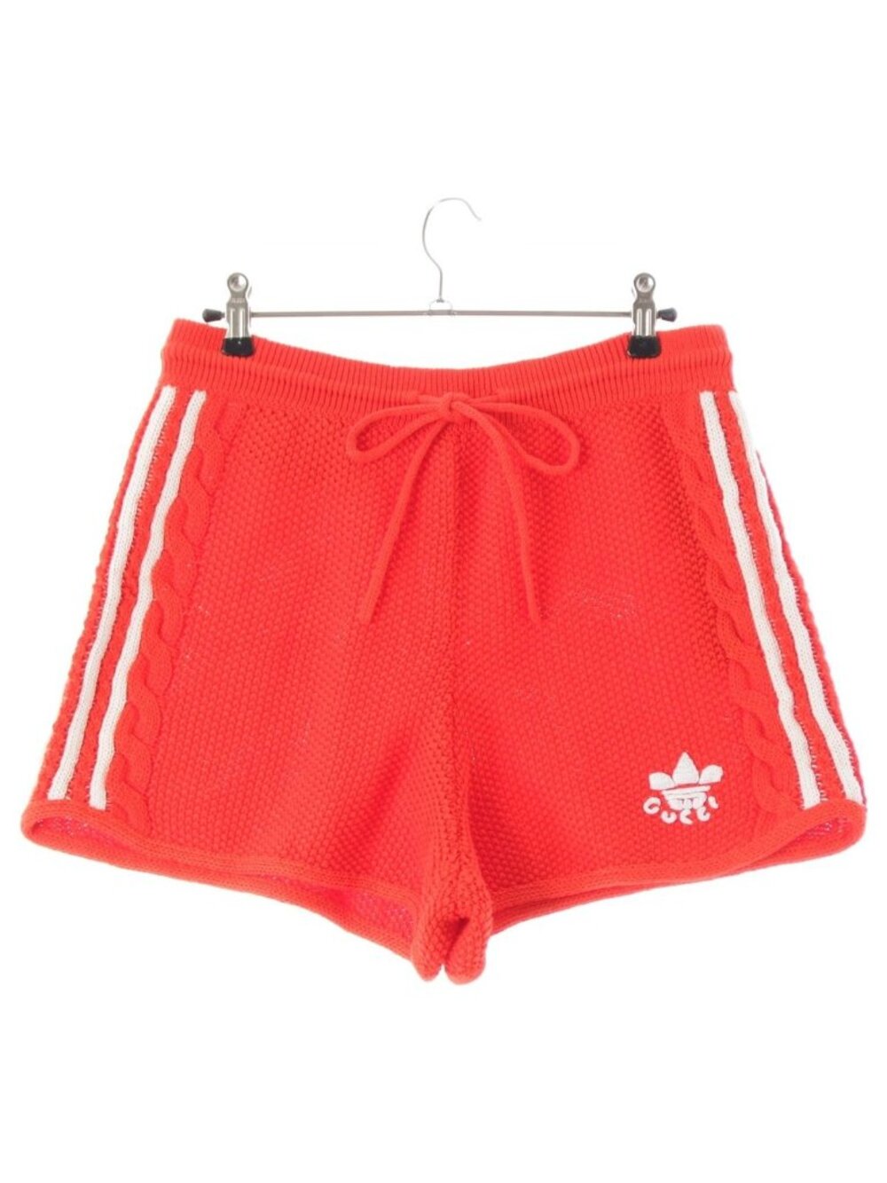 Gucci Adidas Linen Side Line Cable Knit Shorts Red XL